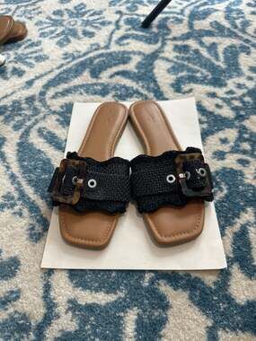 Universal Thread Women's Chrissy Woven Slide Sandals with Tortoise Buckle